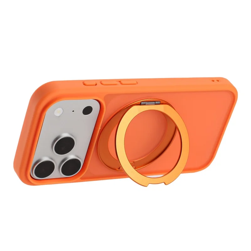 For iPhone 17 Pro Max Magnetic Case 360° Rotatable TPU PC Matte Phone Cover Compatible with MagSafe - Orange