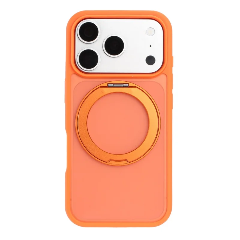 For iPhone 17 Pro Max Magnetic Case 360° Rotatable TPU PC Matte Phone Cover Compatible with MagSafe - Orange
