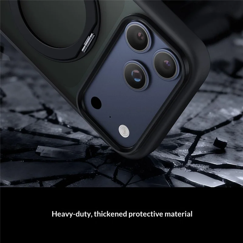 For iPhone 17 Pro Max Magnetic Case 360° Rotatable TPU PC Matte Phone Cover Compatible with MagSafe - Orange