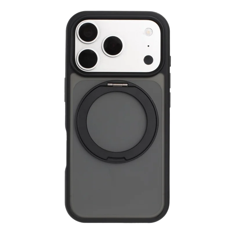 For iPhone 17 Pro Magnetic Case 360° Rotatable TPU PC Matte Phone Cover Compatible with MagSafe - Black