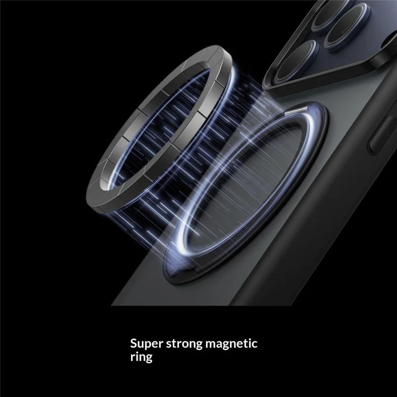 For iPhone 17 Pro Magnetic Case 360° Rotatable TPU PC Matte Phone Cover Compatible with MagSafe - Black