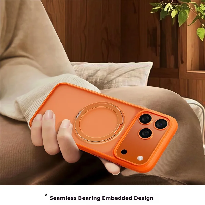 For iPhone 17 Pro Magnetic Case 360° Rotatable TPU PC Matte Phone Cover Compatible with MagSafe - Black