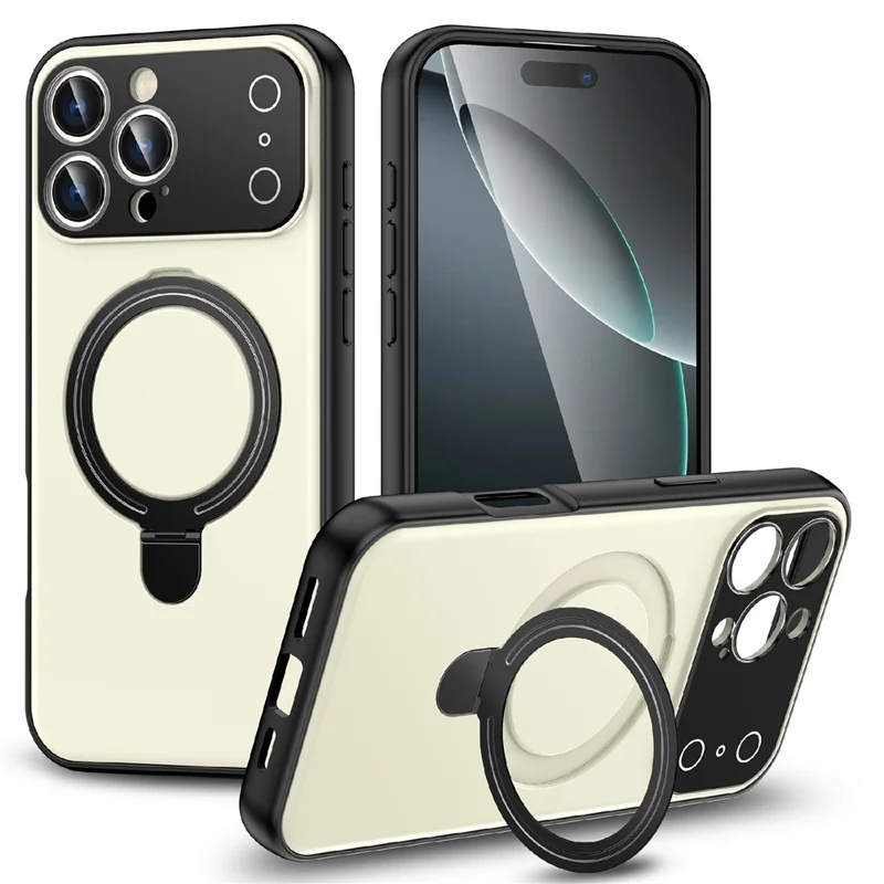 Achat en vrac pour coque magnétique iPhone 16 Pro Max, transformation en 17 Pro Max, support intégré, housse arrière mate en TPU et PC - Blanc