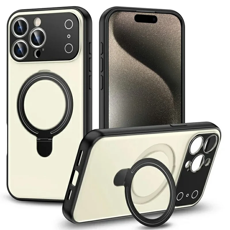 Kauf in Großmengen Für iPhone 15 Pro Magnetische Hülle Verwandelt in 17 Pro Ständer TPU PC Matt Telefonrückseite - Weiß