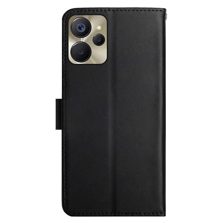 HT02 Strong Magnétique Fermoir de la Coquille de Téléphone Pour le Royaume 10 5G / Realme 9i 5G, Fonction Stand Fonction Véritine en Cuir Nappa Nappa Portefeuille Couverture de Téléphonie Flip - le Noir