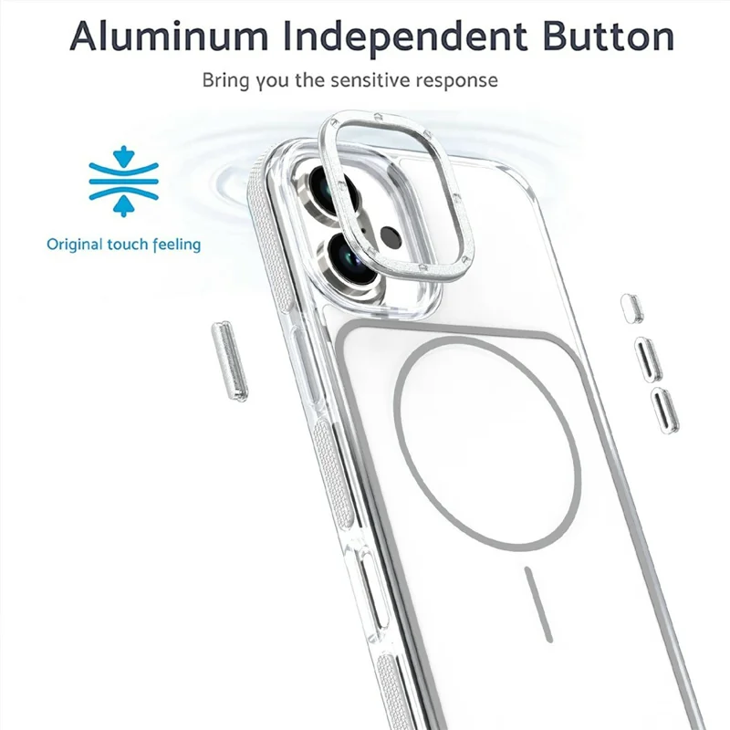 For iPhone 16 Magnetic Case Dual Color Shockproof TPU PC Phone Cover Compatible with MagSafe - White
