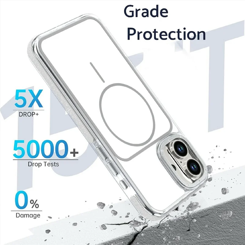 For iPhone 16 Magnetic Case Dual Color Shockproof TPU PC Phone Cover Compatible with MagSafe - White
