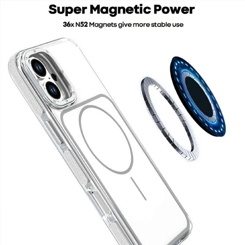 For iPhone 16 Magnetic Case Dual Color Shockproof TPU PC Phone Cover Compatible with MagSafe - White
