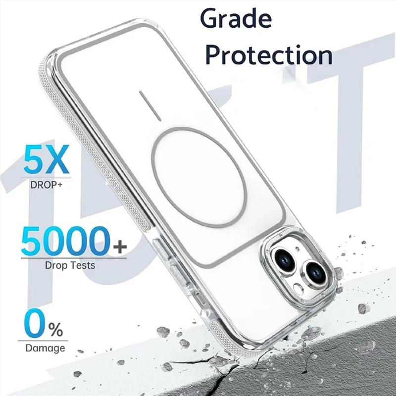 For iPhone 15 Magnetic Case Dual Color Shockproof TPU PC Phone Cover Compatible with MagSafe - White