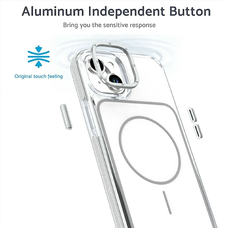 For iPhone 14  /  13 Magnetic Case Dual Color Shockproof TPU PC Phone Cover Compatible with MagSafe - White