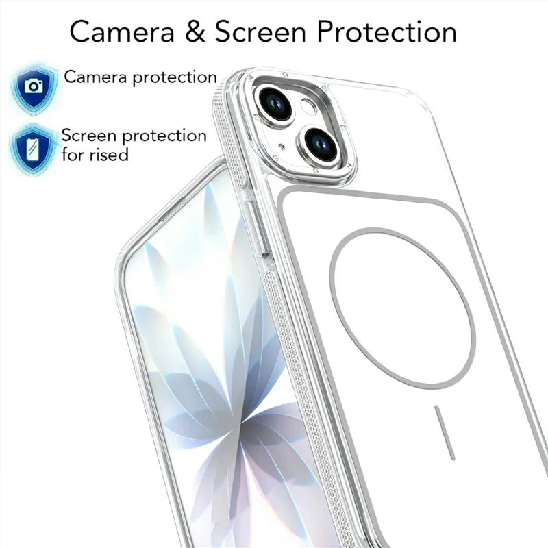 For iPhone 14  /  13 Magnetic Case Dual Color Shockproof TPU PC Phone Cover Compatible with MagSafe - White