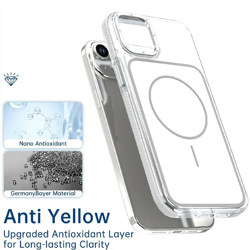 For iPhone 14  /  13 Magnetic Case Dual Color Shockproof TPU PC Phone Cover Compatible with MagSafe - White