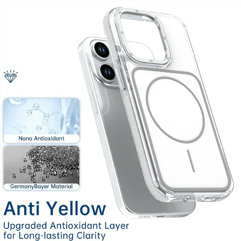 For iPhone 14 Pro Magnetic Case Dual Color Shockproof TPU PC Phone Cover Compatible with MagSafe - White