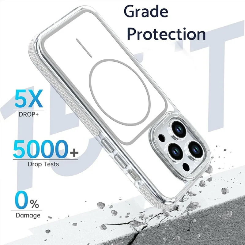 For iPhone 13 Pro Magnetic Case Dual Color Shockproof TPU PC Phone Cover Compatible with MagSafe - White