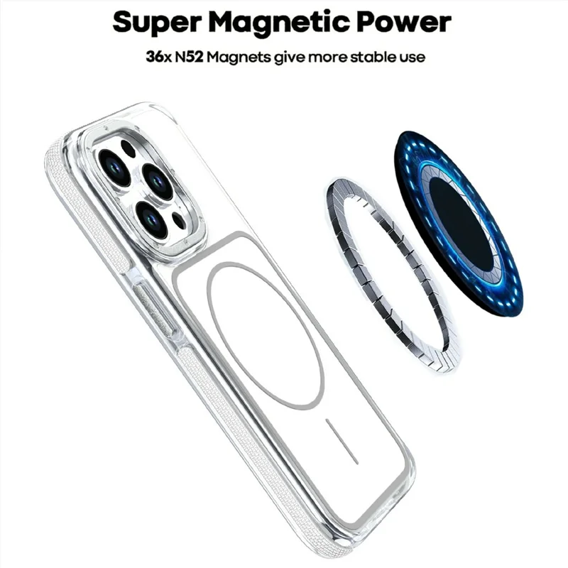 For iPhone 13 Pro Magnetic Case Dual Color Shockproof TPU PC Phone Cover Compatible with MagSafe - White