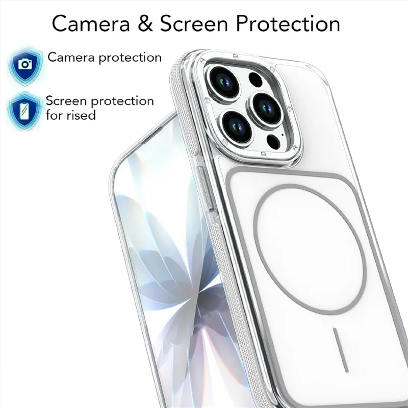 For iPhone 13 Pro Max Magnetic Case Dual Color Shockproof TPU PC Phone Cover Compatible with MagSafe - White