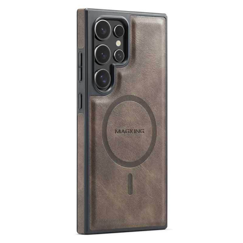 MAGKING K1 Series For Samsung Galaxy S26 Ultra Magnetic Case PC + TPU + PU Leather Phone Cover - Coffee