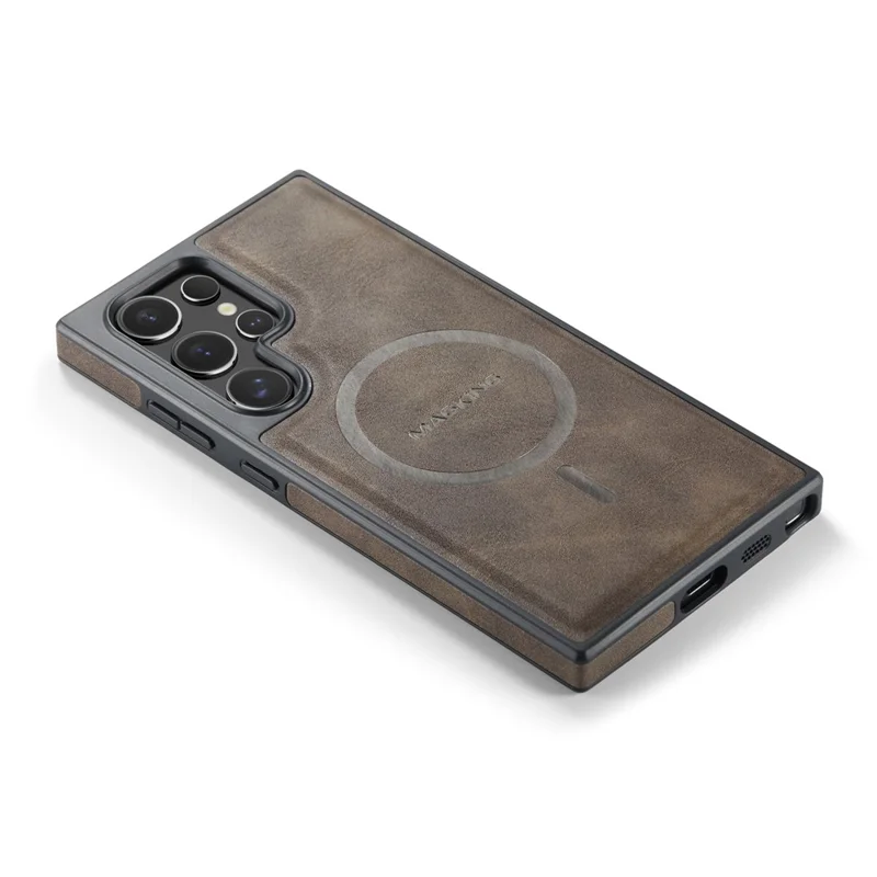 MAGKING K1 Series For Samsung Galaxy S26 Ultra Magnetic Case PC + TPU + PU Leather Phone Cover - Coffee
