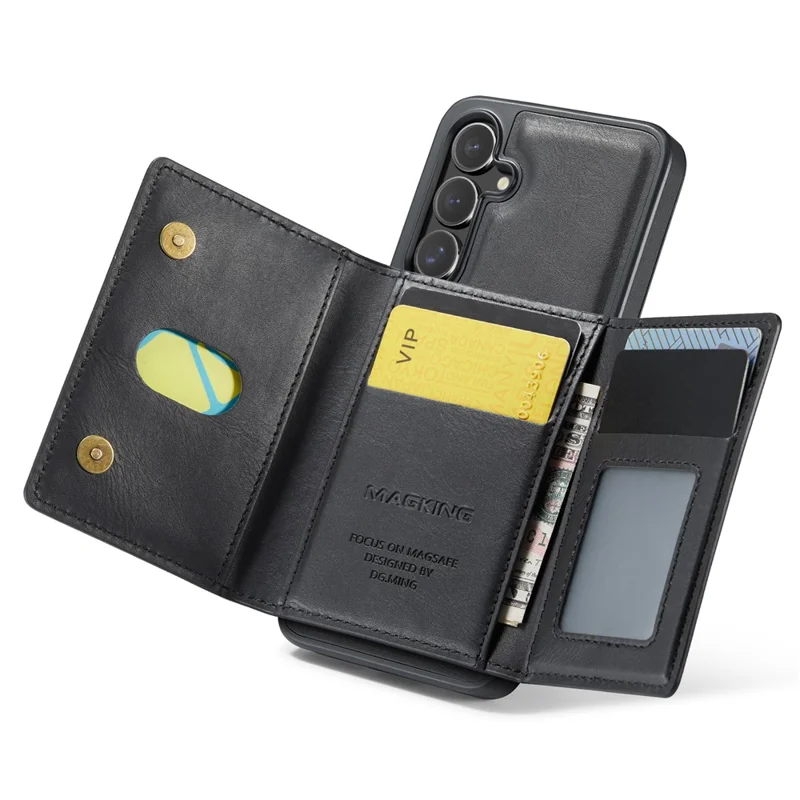 MAGKING K2 Series For Samsung Galaxy S26  /  S26 Pro Magnetic Case PC + TPU + PU Phone Cover with RFID Blocking Wallet - Black