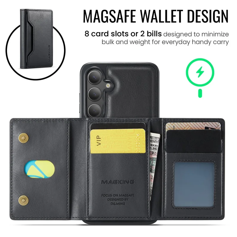 MAGKING K2 Series For Samsung Galaxy S26  /  S26 Pro Magnetic Case PC + TPU + PU Phone Cover with RFID Blocking Wallet - Black