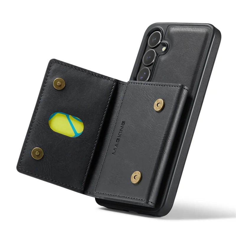 MAGKING K2 Series For Samsung Galaxy S26+ Magnetic Case PC + TPU + PU Phone Cover with RFID Blocking Wallet - Black