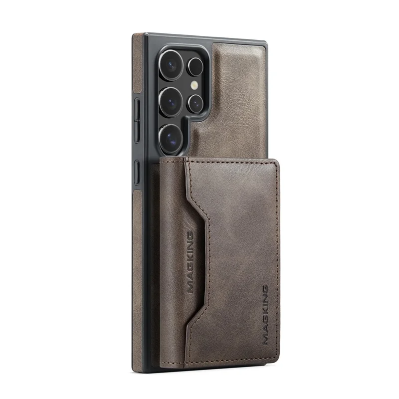 MAGKING K2 Series For Samsung Galaxy S26 Ultra Magnetic Case PC + TPU + PU Phone Cover with RFID Blocking Wallet - Coffee