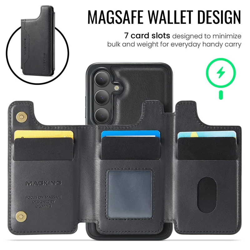 MAGKING K3 Series For Samsung Galaxy S26+ Magnetic Case Detachable Wallet PC + TPU + PU Phone Cover - Black