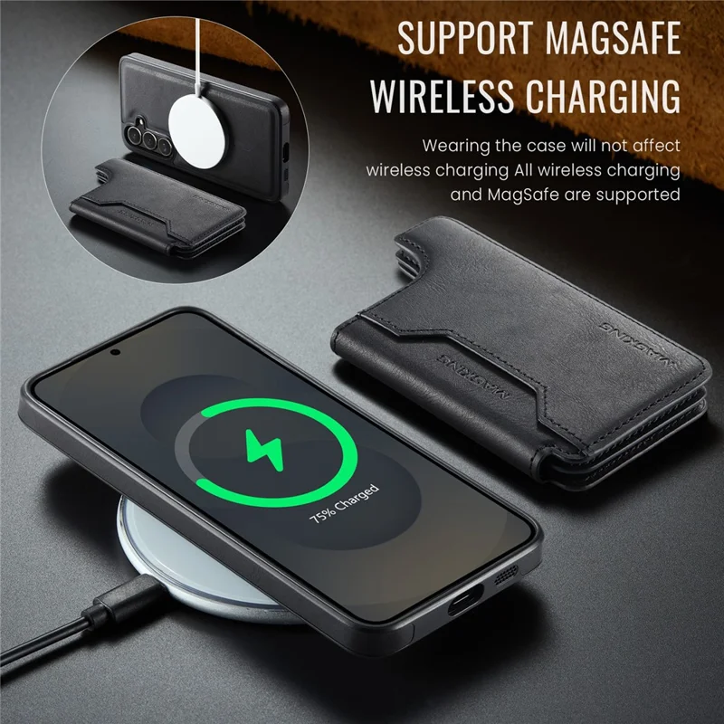 MAGKING K3 Series For Samsung Galaxy S26+ Magnetic Case Detachable Wallet PC + TPU + PU Phone Cover - Black