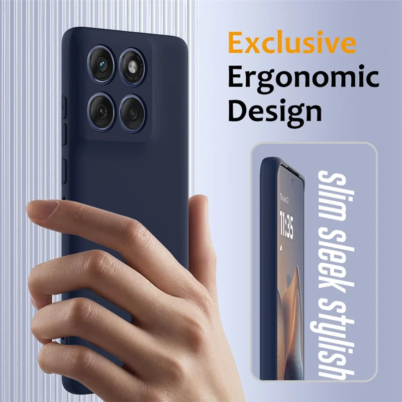 For Motorola Edge 70 5G Magnetic Case Anti-Drop Liquid Silicone Phone Cover with Lanyard - Dark Blue