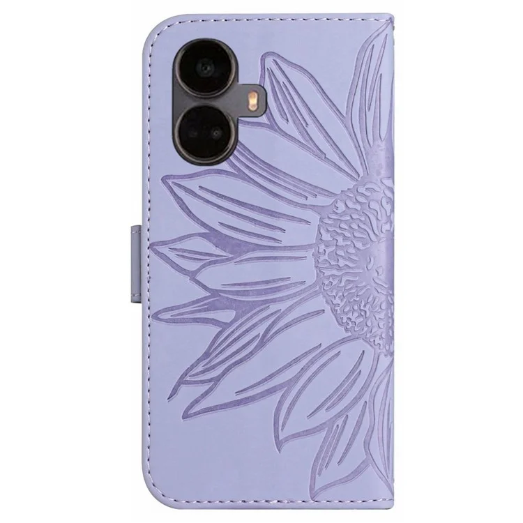 Pour le Royaume 10 Pro + 5G HT04 Anti-drop PU le Cuir Stand Cassette de Tournesol Portefeuille Imprimé de Tournes - Violet Clair