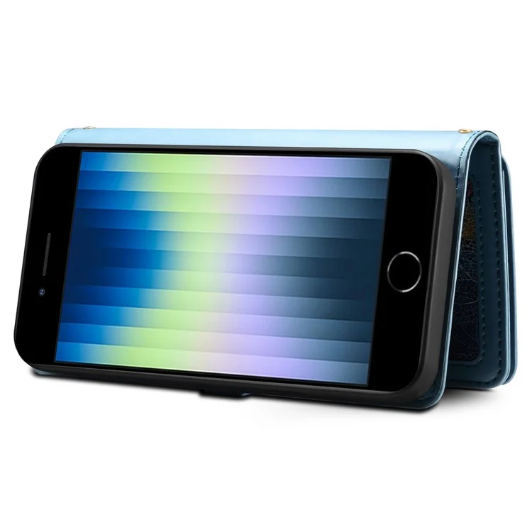 eseble galaxy series para iphone 6 / 7 / 8 4,7 polegadas / se (2020) /(2022) rfid bloqueando estojo à prova de choque de choques anti-drop stand phone case com carteira com zíper / slots de cartão - azul