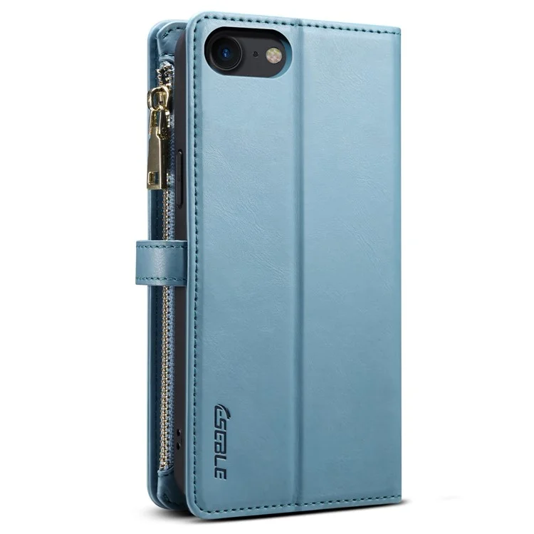eseble galaxy series para iphone 6 / 7 / 8 4,7 polegadas / se (2020) /(2022) rfid bloqueando estojo à prova de choque de choques anti-drop stand phone case com carteira com zíper / slots de cartão - azul