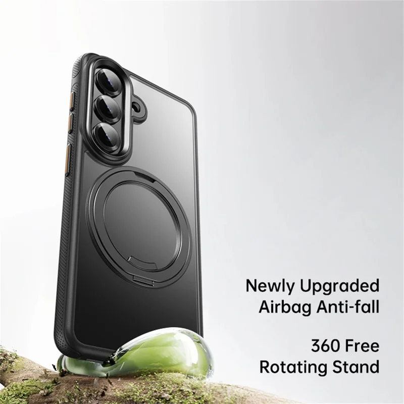 For Samsung Galaxy S26 Magnetic Case Kickstand TPU PC Phone Back Cover - Black