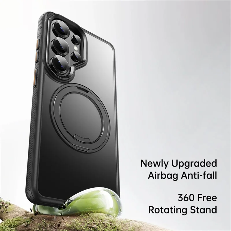 For Samsung Galaxy S26 Ultra Magnetic Case Kickstand TPU PC Phone Back Cover - Black