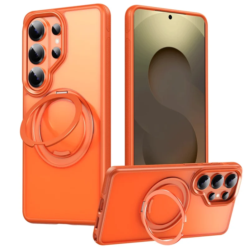 For Samsung Galaxy S26 Ultra Magnetic Case Kickstand TPU PC Phone Back Cover - Orange