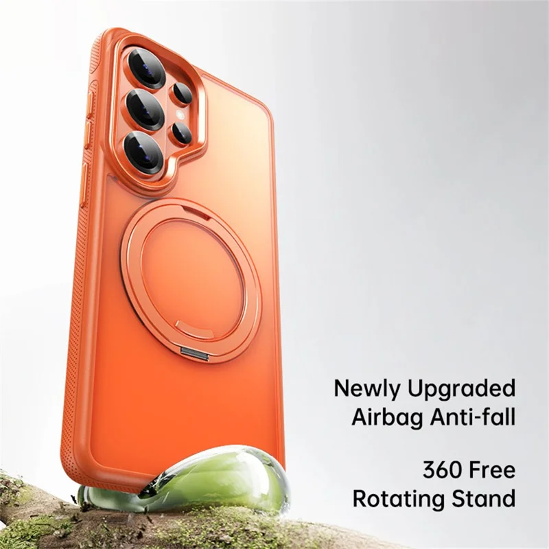 For Samsung Galaxy S26 Ultra Magnetic Case Kickstand TPU PC Phone Back Cover - Orange