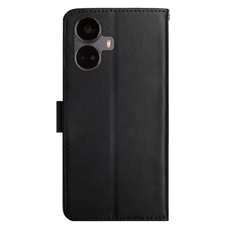 Für Realme 10 Pro+ 5G HT02 Echtes Leder Nappa Textur Wallet Hülle Flip Phone Deckung Starke Magnetverschluss -ständerfunktion Shell - Schwarz