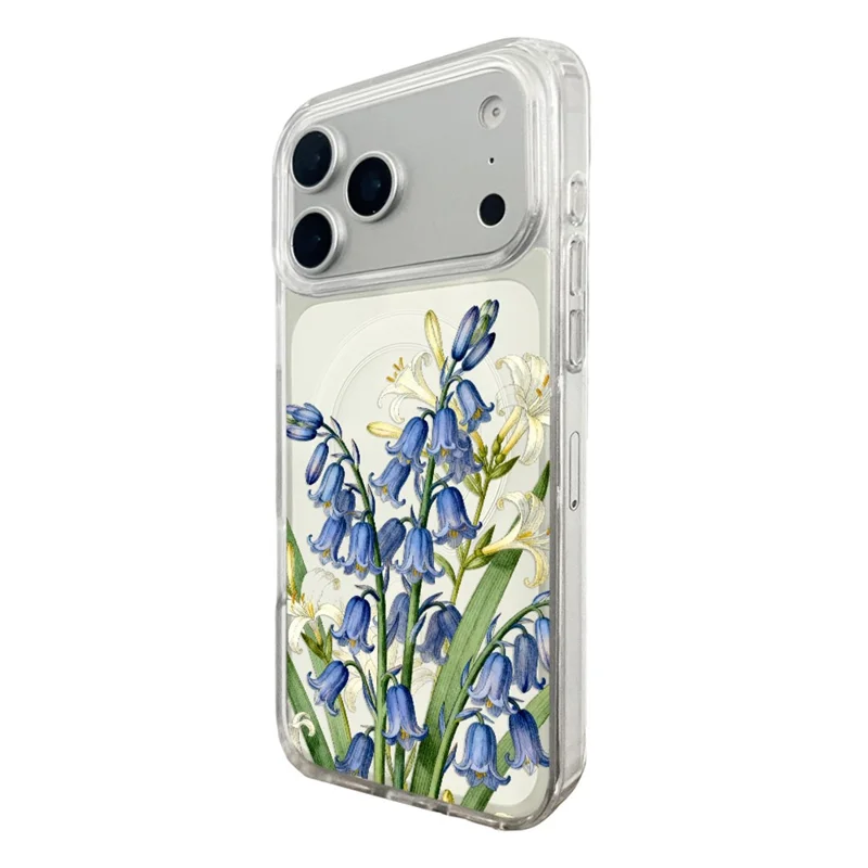 EYCASE Coque pour iPhone 17 Pro Max Compatible avec MagSafe Série Floral Imprimé Motif TPU + Acrylique Transparent - Lys et Clochettes