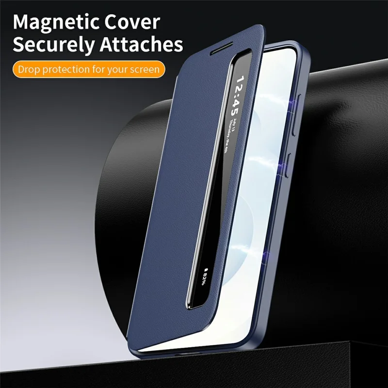 For Samsung Galaxy S24 Case Smart View Window Leather Phone Cover - Sapphire