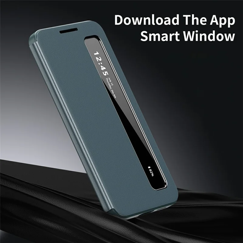 For Samsung Galaxy S24 FE Case Smart View Window Læder Telefonbeskyttelse - Grøn