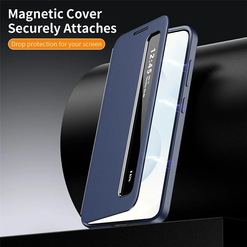 For Samsung Galaxy S25 Ultra Etui med Smart View-vindue Læder Telefonbeskyttelse - Saphir