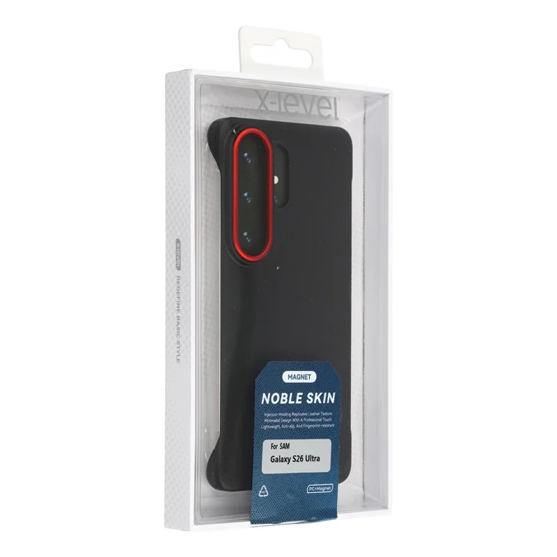 X-LEVEL для Samsung Galaxy S26 Ultra Магнитный чехол Бескаркасный PC + Металлическая задняя панель - Черный