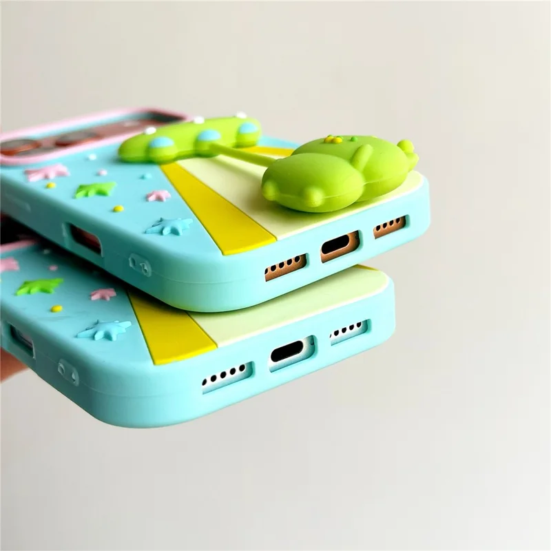 For iPhone 17 Pro Max Case Cute 3D UFO Alien Pendant Design Shockproof Silicone Phone Back Cover