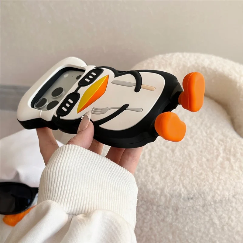 For iPhone 17 Pro Case Cute 3D Cartoon Chef Penguin Design Shockproof Silicone Phone Back Cover