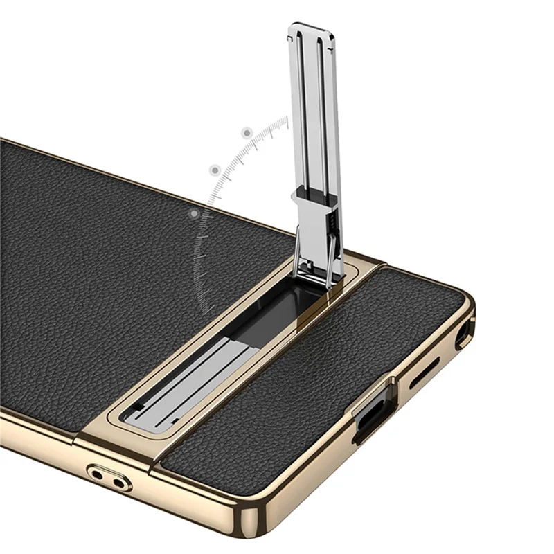 GKK Étui pour Samsung Galaxy S26 Ultra Support intégré électroplacage Cuir PU Arrière rigide en PC - Texture fibre de carbone