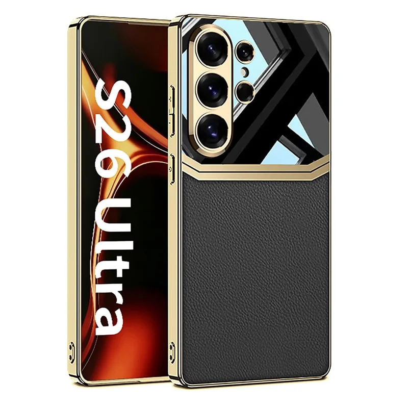 GKK Pour Samsung Galaxy S26 Ultra Coque Cadre Électrodéposé en TPU PC PU - Noir