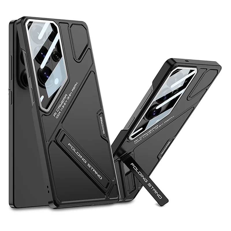 GKK Coque pour Samsung Galaxy S26 Ultra Coque rigide antidéflagrante en PC style mécha avec support - Noir