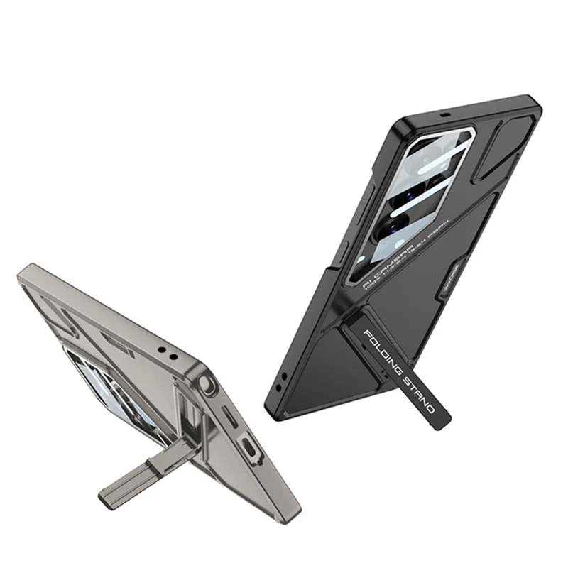 GKK Coque pour Samsung Galaxy S26 Ultra Coque rigide antidéflagrante en PC style mécha avec support - Noir