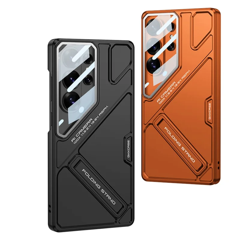 GKK Coque pour Samsung Galaxy S26 Ultra Coque rigide antidéflagrante en PC style mécha avec support - Noir