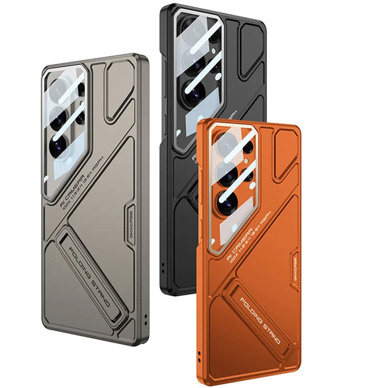 GKK Coque pour Samsung Galaxy S26 Ultra Coque rigide antidéflagrante en PC style mécha avec support - Noir